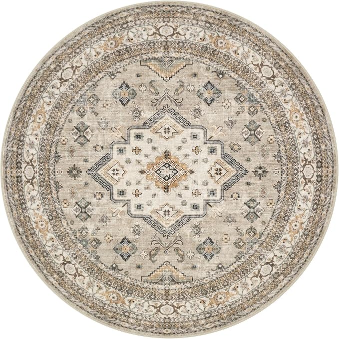 5ft Round Vintage Living Room Area Rug - Image 8