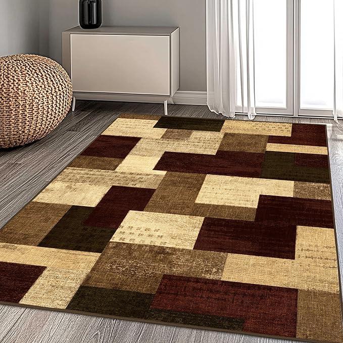 Modern Geometric Patchwork Indoor Area Rug - Image 3