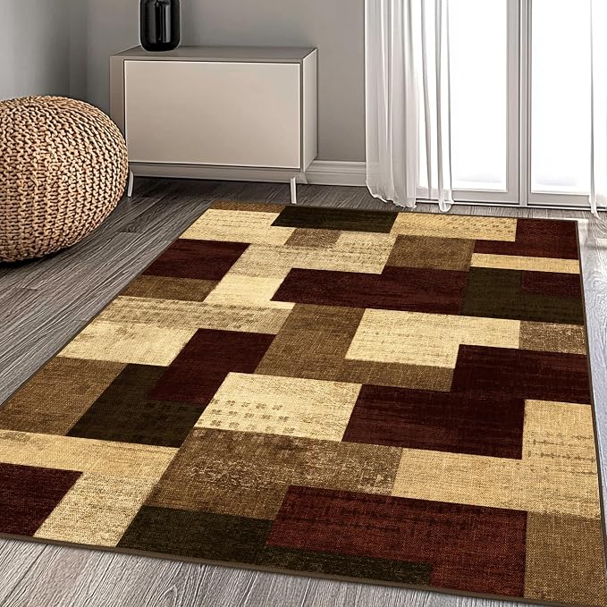 Modern Geometric Patchwork Indoor Area Rug - Image 3