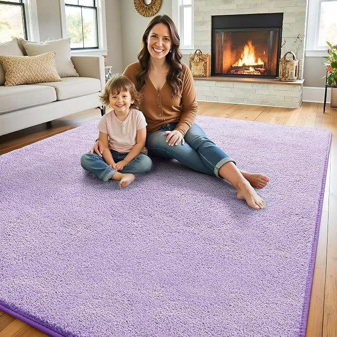 Keeko 5x7 Purple Area Rugs for Bedroom, Soft Modern Living Room Rug Indoor Non - Image 5