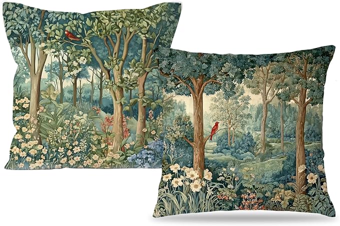Rustic Spring Forest Pillow Covers 18x18 Double-Sided, Cottagecore Forest by Unknown