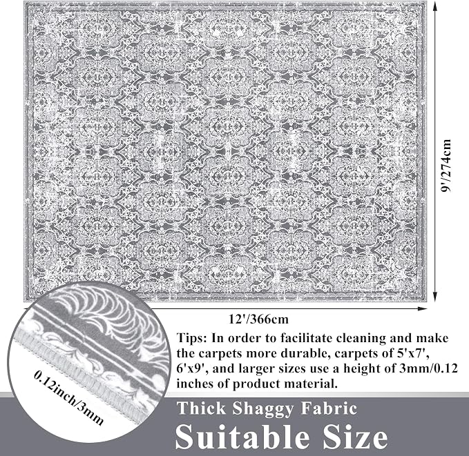 Vaukki Living Room Rug, Vintage Shaggy Soft Laundry Rug, Non Slip Kitchen Area - Image 2