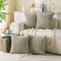 Set of 4 Taupe Decorative Throw Pillow Covers 22x22 Inch Corduroy Pillow Covers by Cozoomy