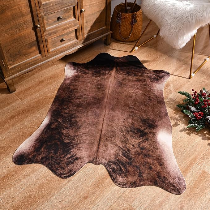 Easycozy Faux Cowhide Large Cow Print 3 x 4 Feet Thickened Elastic Rug - Image 5