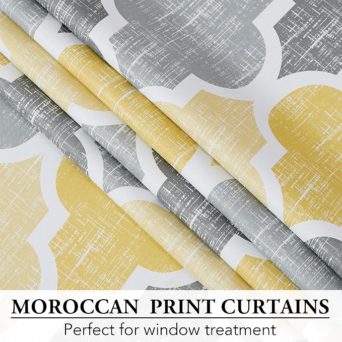 Beauoop Blackout Window Valances Curtains Geometric Quatrefoil Trellis Printed - Image 5