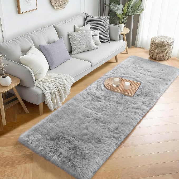 PAGISOFE Grey Runner Rugs for Hallway 2x6 Ft, Super Soft Fluffy Rug Home Decor - Image 3