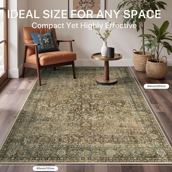 Bavni Area Rugs for Living Room, 5x7 Washable Rug Non-Slip Washable，Ultra-Thin - Image 7