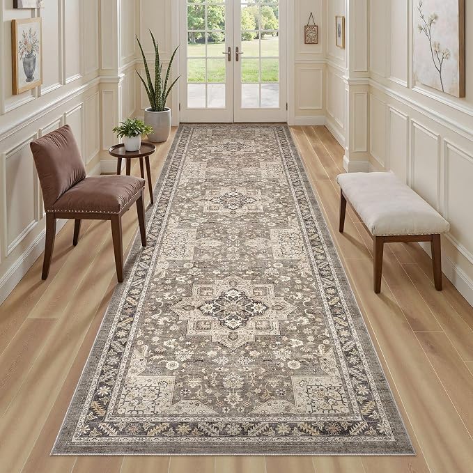 Vintage Hallway Runner Rug 3x8: Large Soft Washable Entryway - Image 4