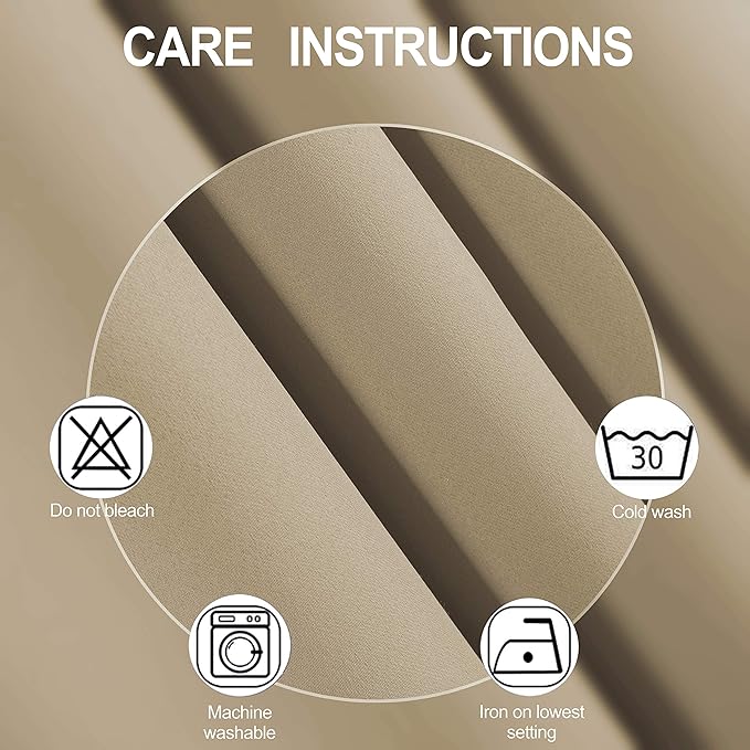 LEMOMO Beige Thermal Blackout Curtains/38 x 54 Inch/Set of 2 Panels Room - Image 4