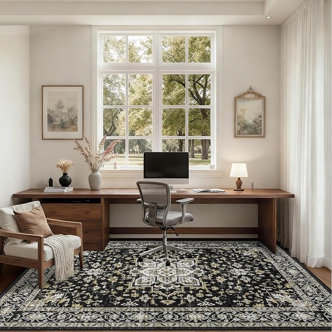 Area Rugs 9x12 Living Room Rug: Washable Rug Soft Vintage Boho Medallion Carpet - Image 6