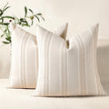 Hckot Hand Made Throw Pillow Covers 22x22 Set of 2 Striped Pillow Covers Linen by Hckot