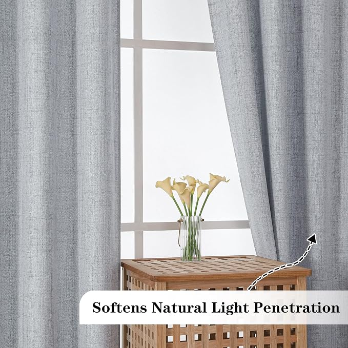 Chyhomenyc Gray Valance for Windows, Light Filtering Faux Linen Slub Textured - Image 8