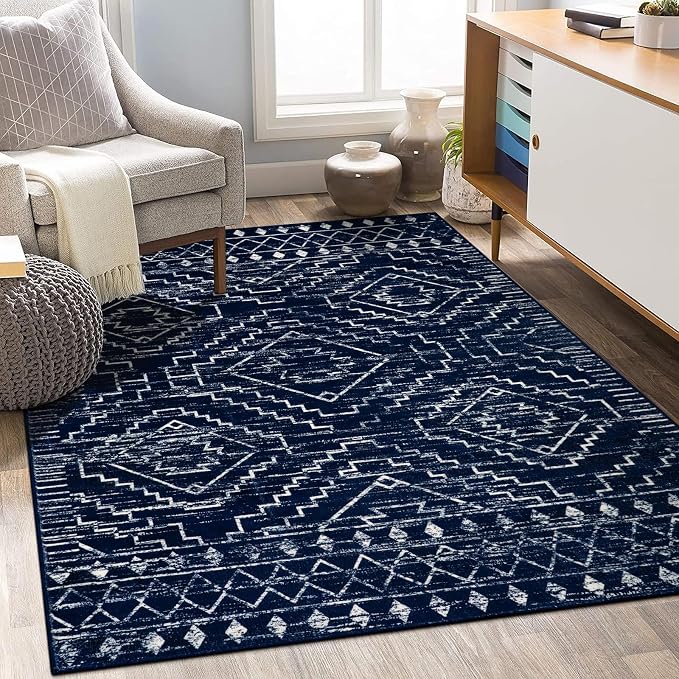 Wonnitar Moroccan 5x7 Blue Rugs by Wonnitar