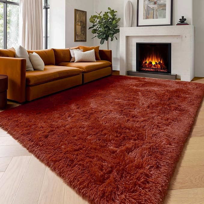 Amdrebio Terracotta Rust Large Area Rug 8x10 - Image 5