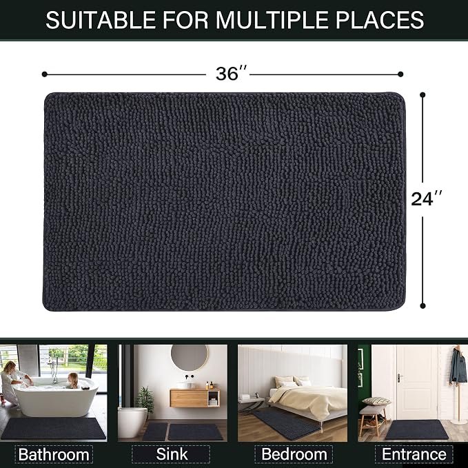 LOCHAS Luxury Bathroom Rug Shaggy Bath Mat 24 x 36 Inch, Washable Non Slip Bath - Image 2