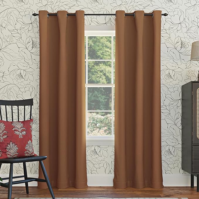 Sun Zero Easton Energy Saving Blackout Grommet Curtain Panel, Sunbaked Brown by SunZero%E2%84%A2
