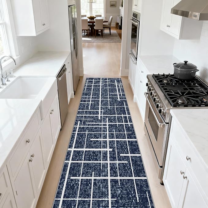Non Slip Hallway Runner Rug 2x10, Washable Long Rug, Woven Thin Low Pile Carpet by TTelephant