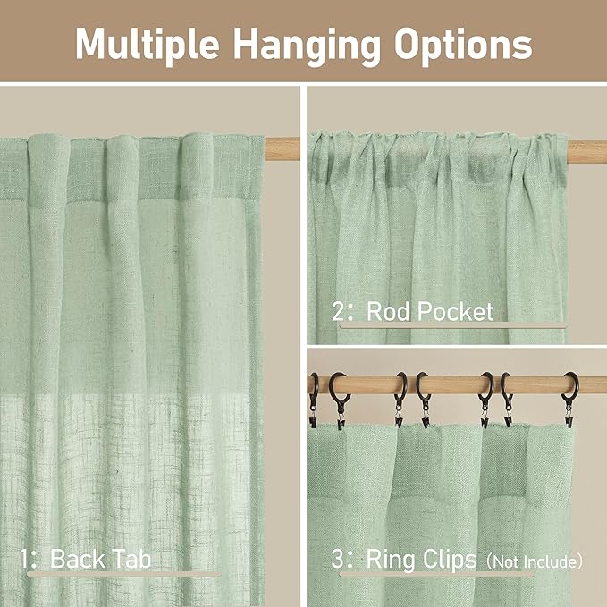LAMIT 36 Inch Length Linen Curtains - Image 3