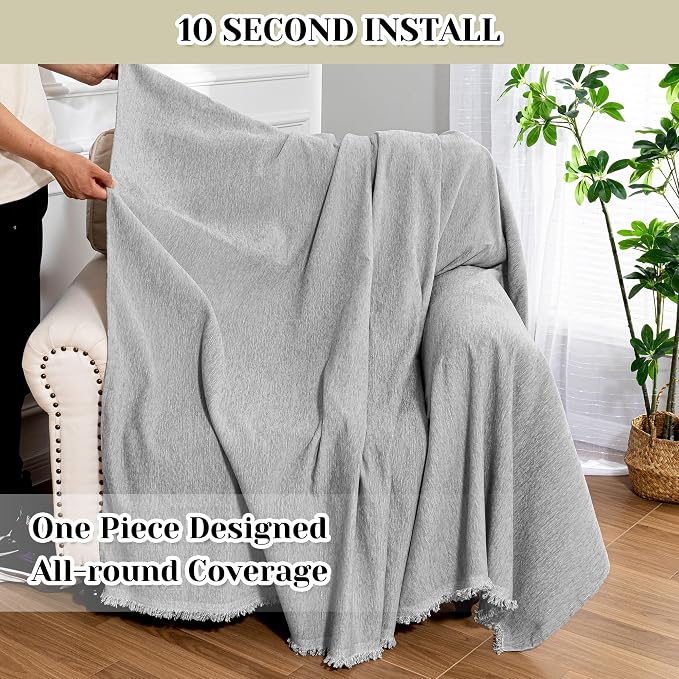 MEETSKY Grey Chair Covers Sofa Cover Washable - Image 3