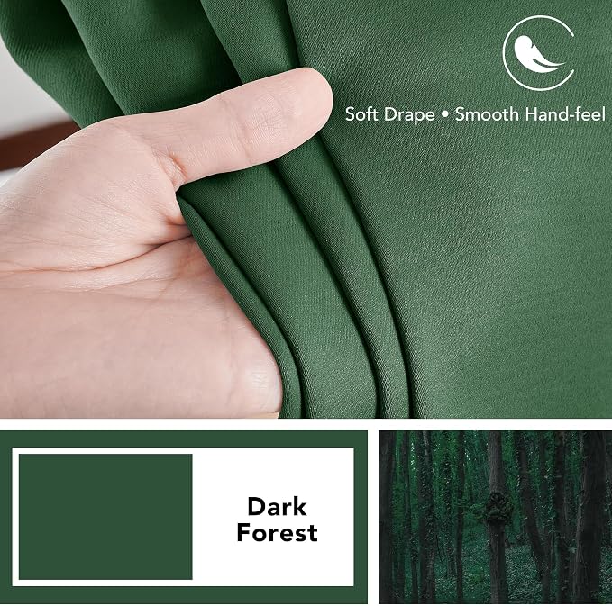 Deconovo Blackout Curtains, Thermal Insulated, W52 x L54 2 Panels, Back Tab - Image 7