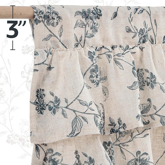 jinchan Ruffled Floral Valance Curtain Shabbychic Linen Window Valance 18 Inch - Image 7