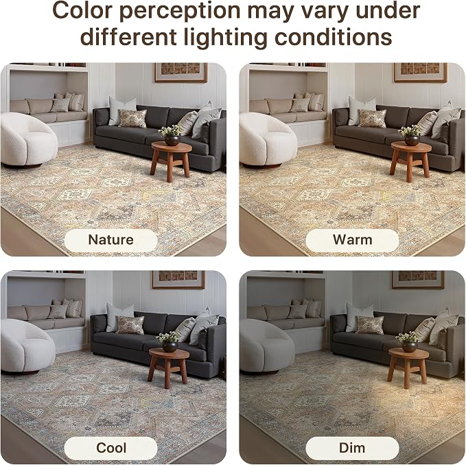 GENIMO 6x9Area Rugs for Living Room, Machine Washable Non Slip Vintage Rugs - Image 9