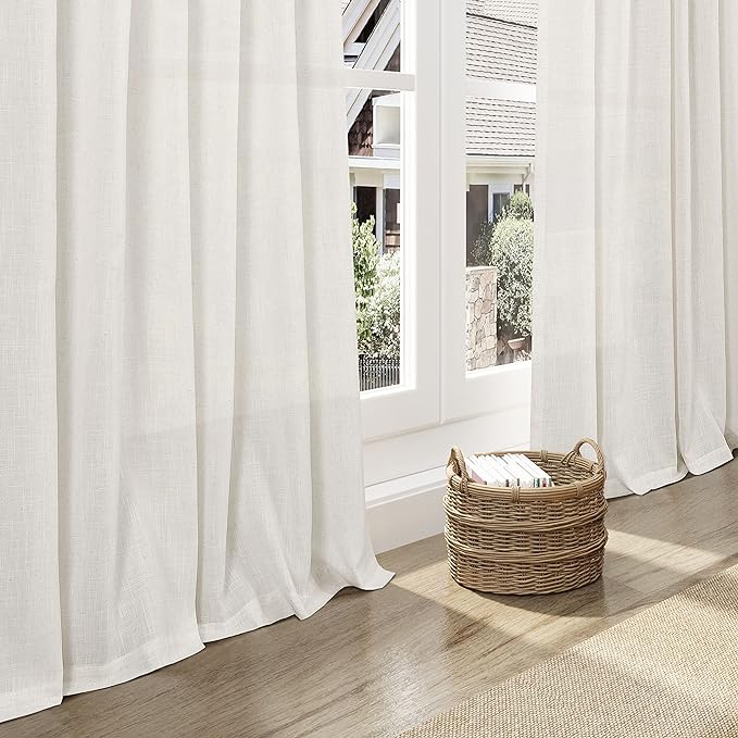 Cream Linen Curtains 109 Inches Long - Image 6