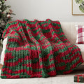 Negwoo Chunky Knit Throw Blanket, Handmade Stripe Crochet Big Thick Blanket by Unknown