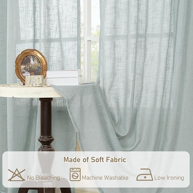 LAMIT Short Window Linen Curtains 36 Inch Length 2 Panels, 34 x 36 Inch - Image 8