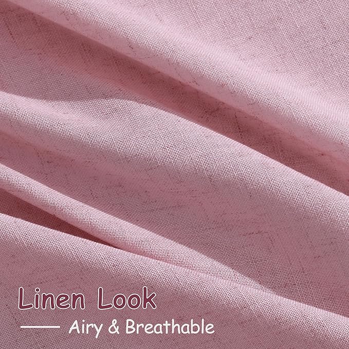 Rose Linen 96 Inch Long Curtains Panels 2 Panel Set - Image 4