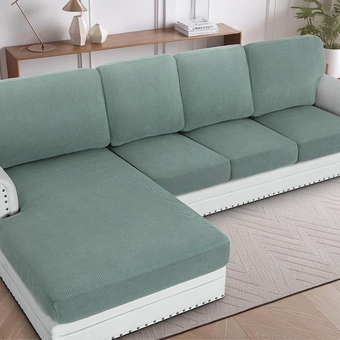 H.VERSAILTEX Sectional Couch Covers 4 Pieces Sofa Seat Cushion Covers L Shape by HVERSAILTEX