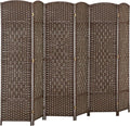 HOMCOM Room Divider, 6 Ft 6 Panel Folding Privacy Screen, Hand-Woven PP Wall by HOMCOM