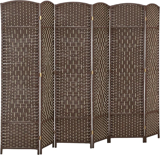 HOMCOM Room Divider, 6 Ft 6 Panel Folding Privacy Screen, Hand-Woven PP Wall by HOMCOM