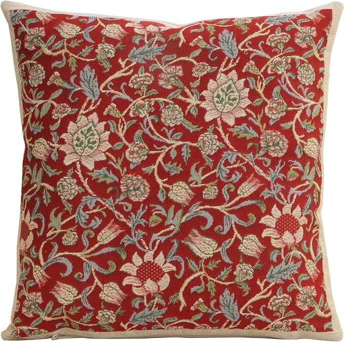 Charlotte Home Furnishings Throw Pillow Covers 16x16 in Red Flowers Decorative by CCharlotteHomeFurnishings