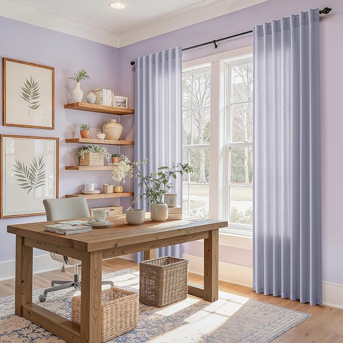 Nanspring Lavender Purple Linen Curtains 102 Inches Long - Image 8