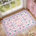 Tangsoo Pink Small Rug for Entryway, 2x3 Washable Entry Rug for Girls Nursery by Tangsoo
