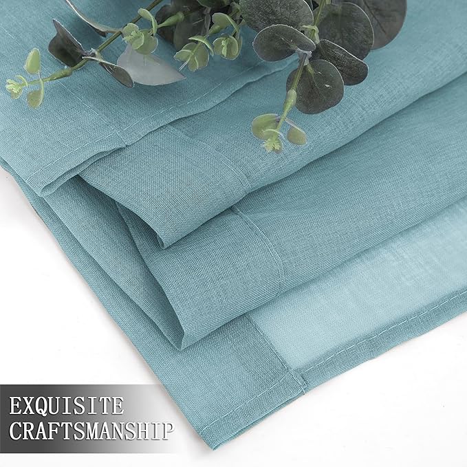 Tollpiz Short Sheer Curtains Living Room Linen Textured Curtain Sheers Light - Image 7