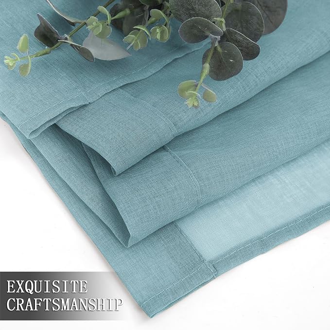 Tollpiz Short Sheer Curtains Linen Textured Living Room Curtain Sheers Light - Image 7