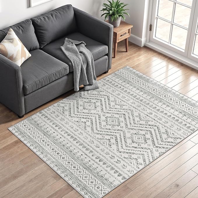 3x5 Washable Rug Moroccan Small Entryway Rug Non Slip Indoor Floor Carpet by Miukiki