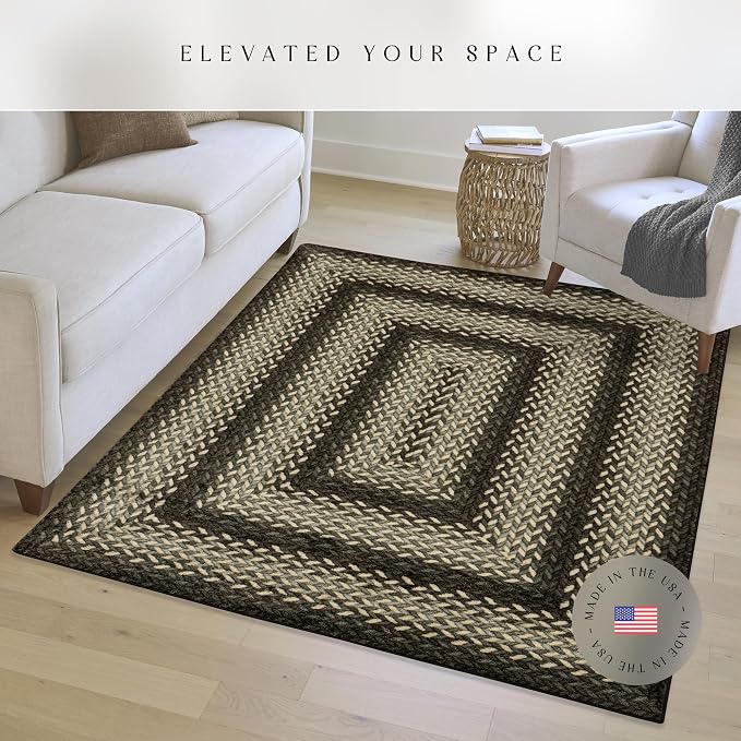 Maples Rugs Marion Bohemian Braided-Style Print Area Rug – Made in USA – Low - Image 2