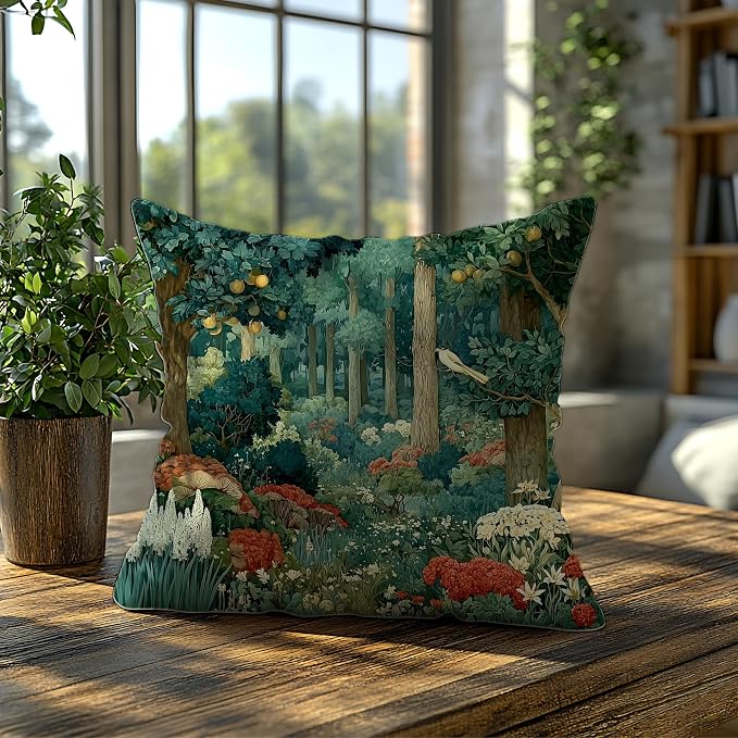Rustic Forest Green Pillow Covers 18x18 Double-Sided, Cottagecore Summer Lemon - Image 5