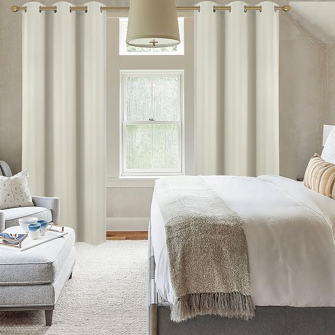 Diraysid Light Beige Grommet Blackout Curtains - Image 4