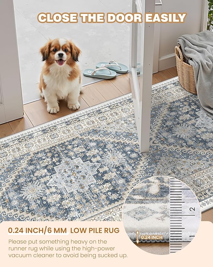 Kitchen Runner Rug Non Slip Washable 2.5x8, Soft Low Pile Entryway Rug Runners - Image 6