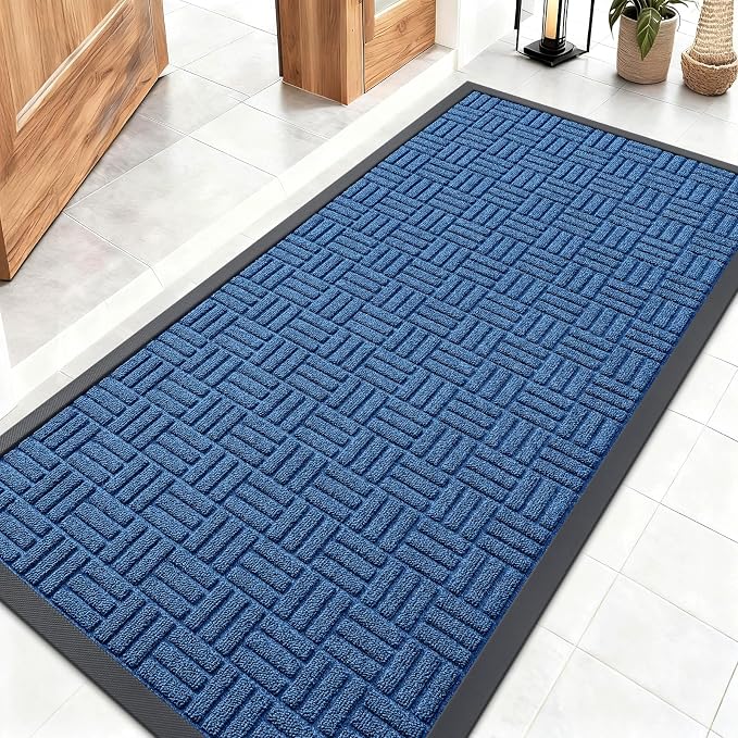 OLANLY Front Door Mat Outside Entrance 47x23, Heavy Duty Sturdy Natural Rubber by OLANLY