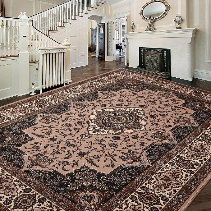 Area Rug for Living Room, 8x10Ft Machine Washable Large Brown Rugs for Dining - Image 4