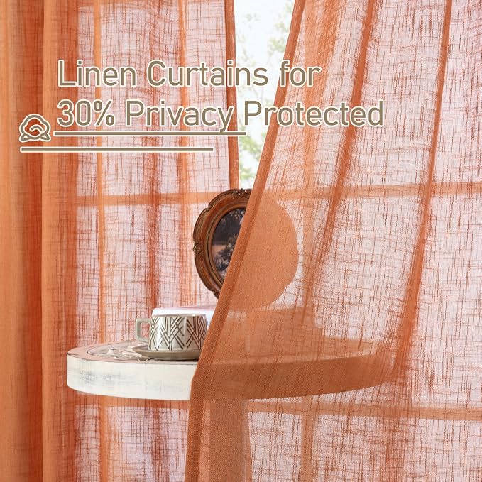 LAMIT Linen Semi Sheer Curtains 96 inches Long 2 Panels Set, Light Filtering - Image 5