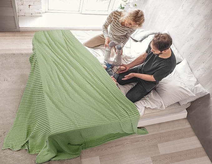 Utopia Bedding Sage Green 100% Cotton Waffle Blanket 300 GSM Soft Lightweight - Image 7