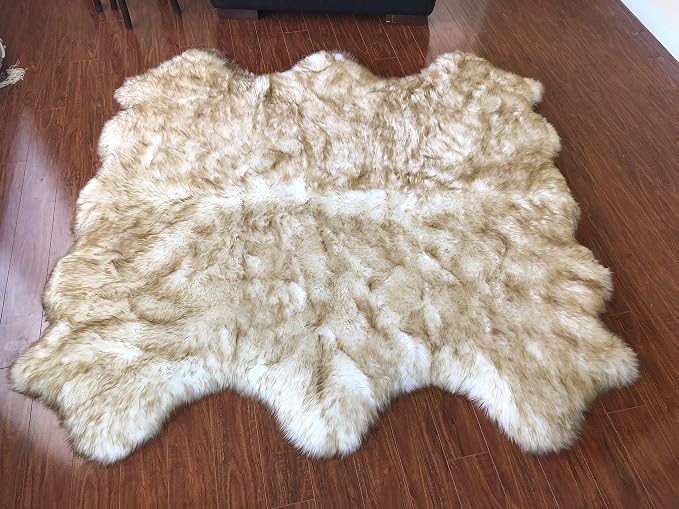 Free Shape Luxury Soft Fluffy Shag Area Rug Sexto 6 Pelts 6'x6', 180x180 cm - Image 5