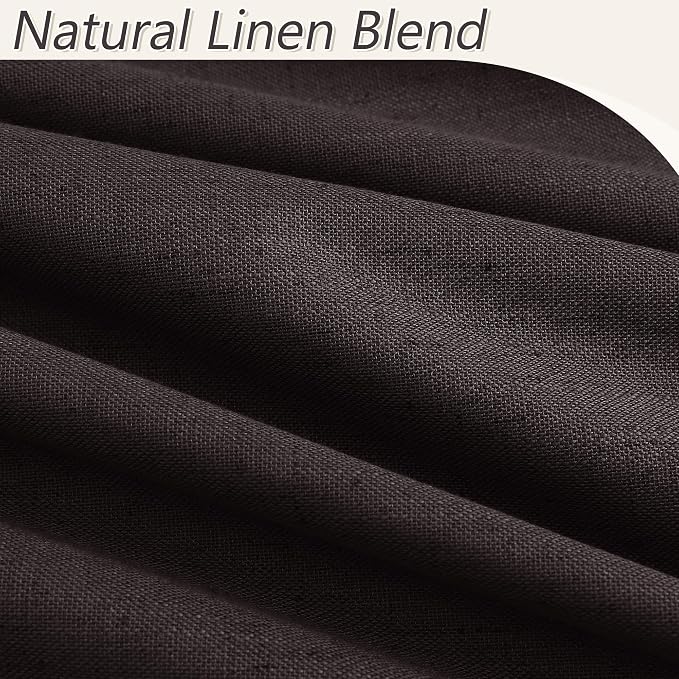 Guken Cocoa Coffee 100% Blackout Linen Curtains 120 Inch Length 2 Panels Set - Image 3