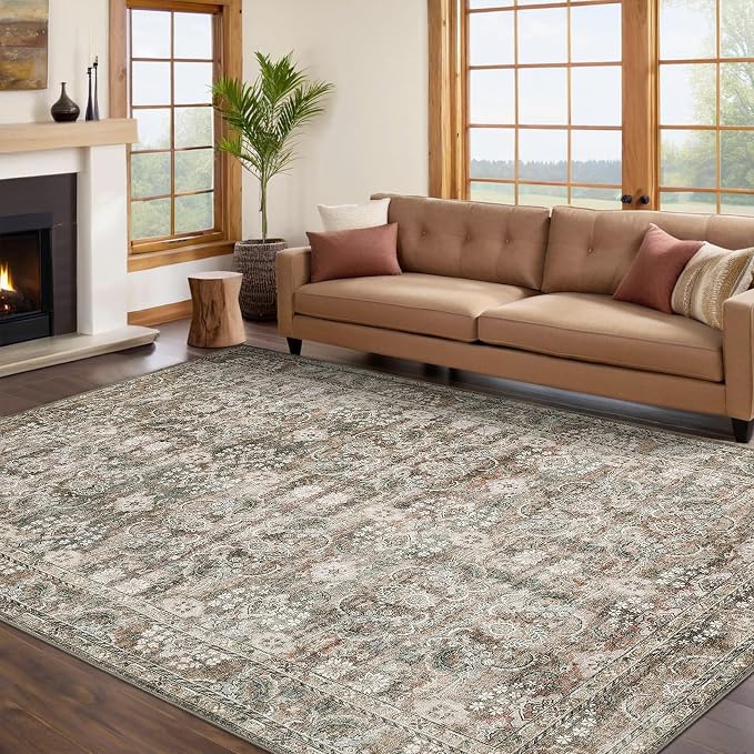GarveeHome Vintage Floral Area Rug 8x10 Large Soft Washable Rugs by GarveeHome